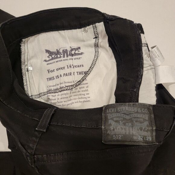 Levi Strauss 512 32x39 Mens Black Jeans Silver Tab - Picture 4 of 5